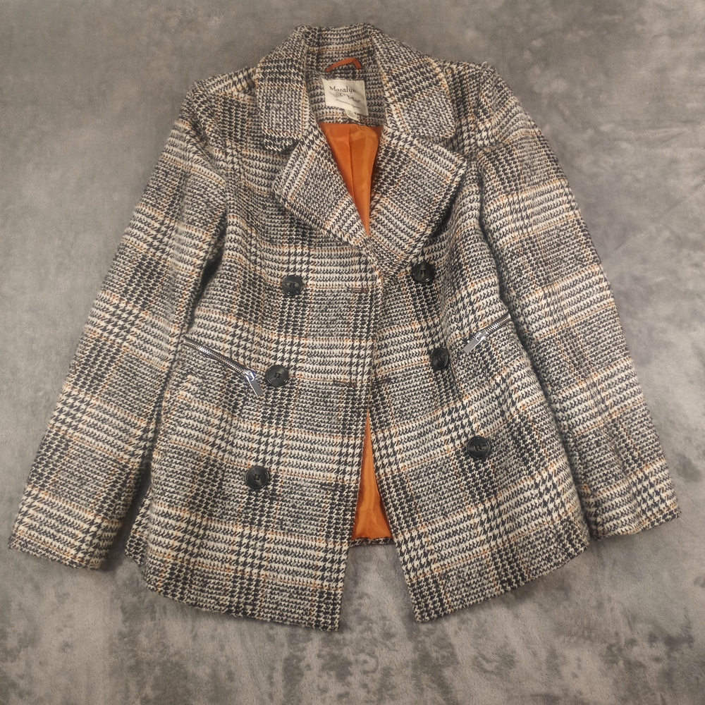 Maralyn & Me Double Breasted Jacket Pea Coat Size XS  Brand Retro Plaid Academia